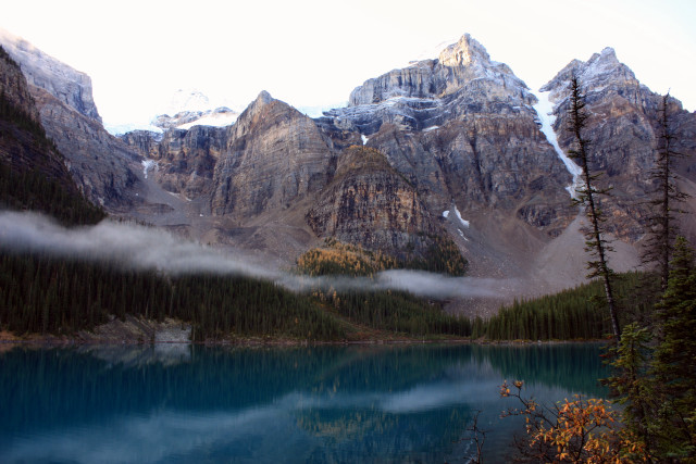 Mountain lake forest fog trees free wallpaper for desktop - medium preview image
