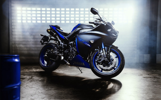 Blue motorcycle garage spotlight soda free wallpaper for desktop - medium preview image