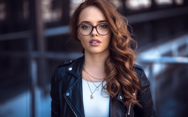 Elina karimova glasses blackjacket bluelight free wallpaper for desktop - medium preview image