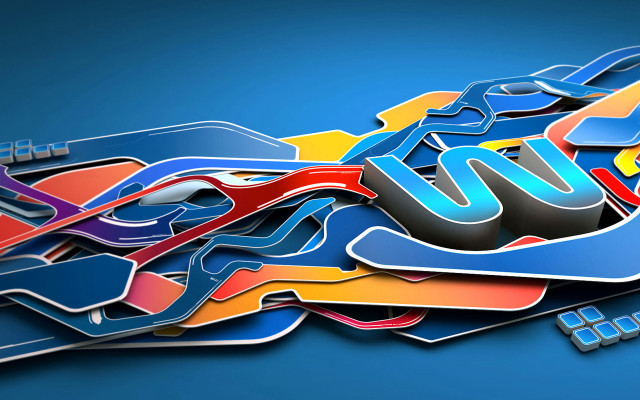 Colored stickers blue background abstract free wallpaper for desktop - medium preview image