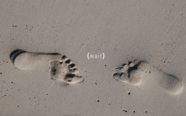 Footprints sand water wait conceptual free wallpaper for desktop - medium preview image