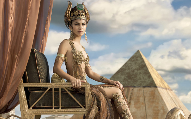 Afrofuturism egyptianart woman chair pyramid free wallpaper for desktop - medium preview image