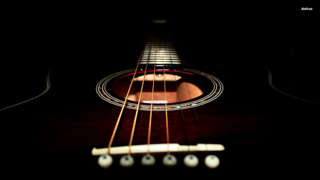 Guitar frets strings closeup dark free wallpaper for desktop - medium preview image
