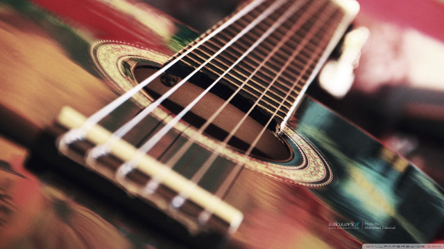 Guitar neck strings blurry background free wallpaper for desktop - medium preview image
