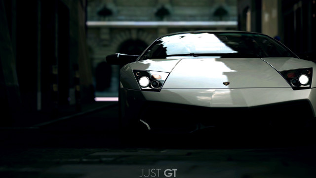 White sports car dark alley #4 free wallpaper for desktop - medium preview image