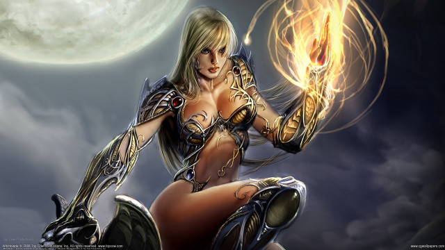 Woman sword fireball motorcycle fullmoon free wallpaper for desktop - medium preview image