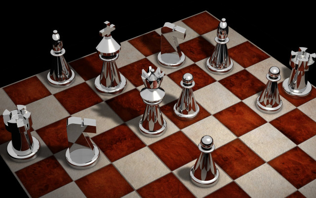 Silver chessboard raytraced precisionism black free wallpaper for desktop - medium preview image