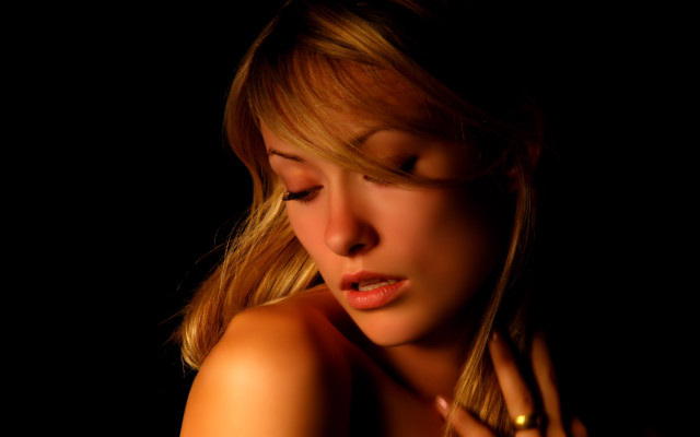 Woman closed eyes hand shoulder free wallpaper for desktop - medium preview image