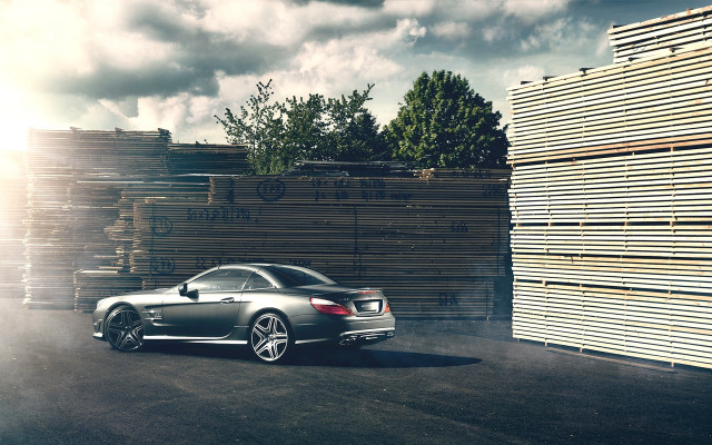 Car wooden wall cloudy sky free wallpaper for desktop - medium preview image