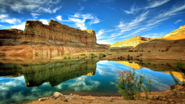 Lake mountains blue sky clouds #11 free wallpaper for desktop - medium preview image