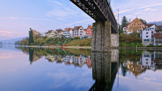 Heidelberg bridge river houses boat free wallpaper for desktop - medium preview image