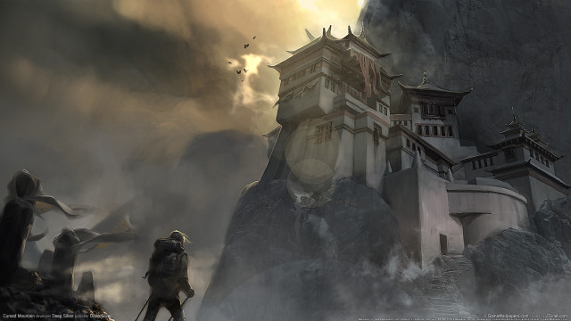 Castle mountain man bird cloud free wallpaper for desktop - medium preview image