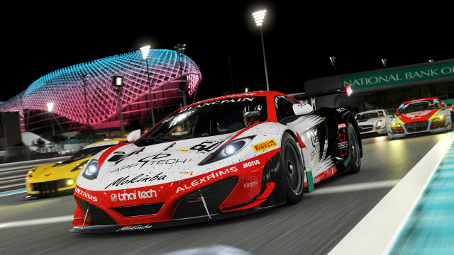 Racing car night race track free wallpaper for desktop - medium preview image