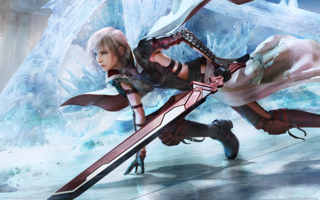 Woman white dress sword frozen free wallpaper for desktop - medium preview image