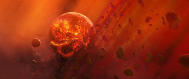 Red yellow space scene moon free wallpaper for desktop - medium preview image