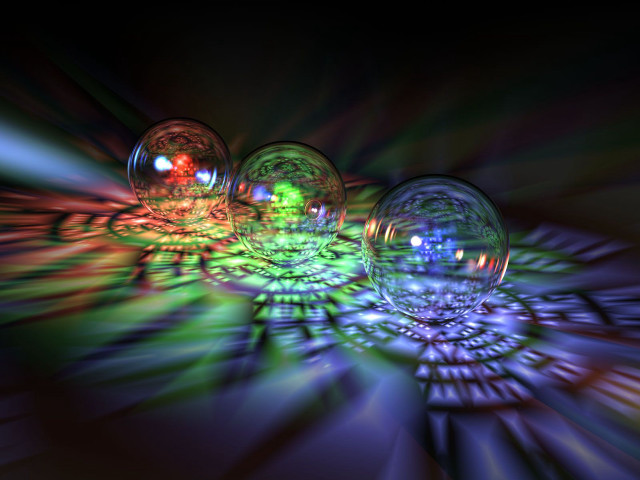 Glass balls holographic raytraced planet free wallpaper for desktop - medium preview image