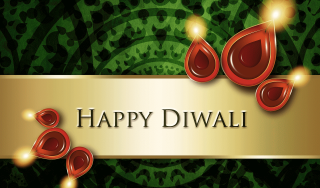 Happy diwali gold ribbon red free wallpaper for desktop - medium preview image