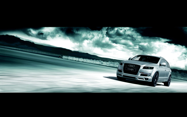 White car driving cloudy sky free wallpaper for desktop - medium preview image