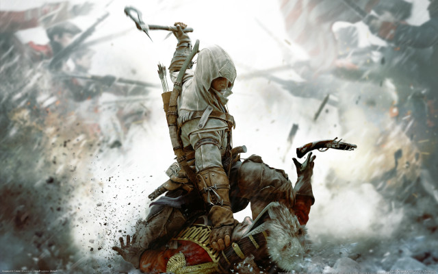 Battle horse man explosion snow free wallpaper for desktop - medium preview image