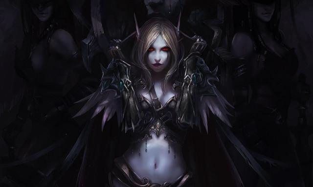 Woman demon costume mask hands free wallpaper for desktop - medium preview image