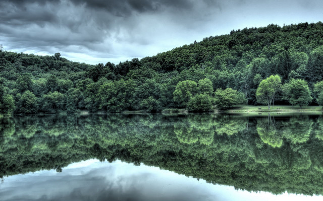 Lake forest mountain cloudy sky #4 free wallpaper for desktop - medium preview image
