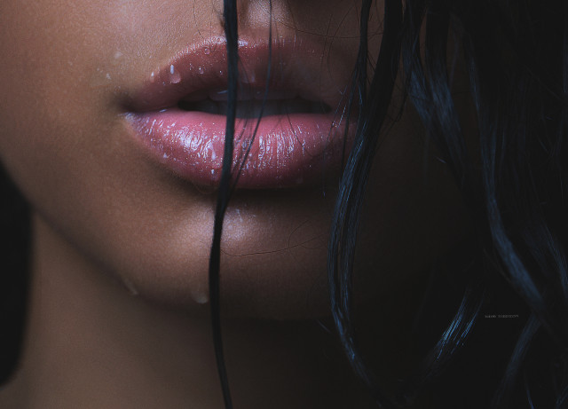 Wet lips black hair teary free wallpaper for desktop - medium preview image