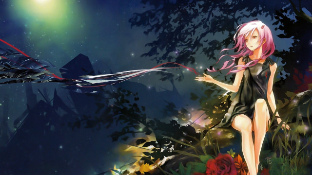 Girl pink hair forest night free wallpaper for desktop - medium preview image