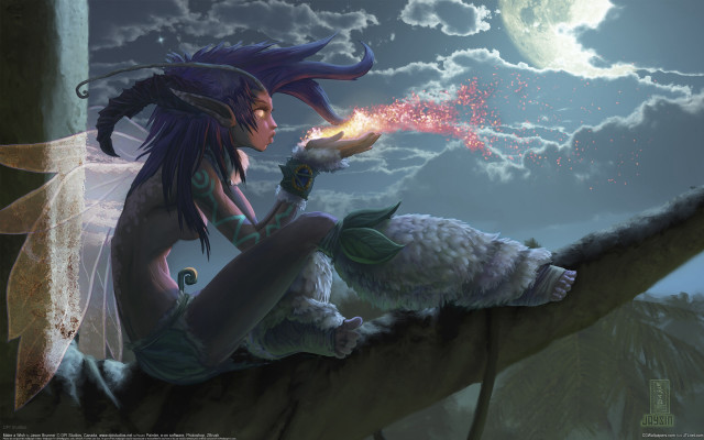 Fairy branch firework sheep moon free wallpaper for desktop - medium preview image