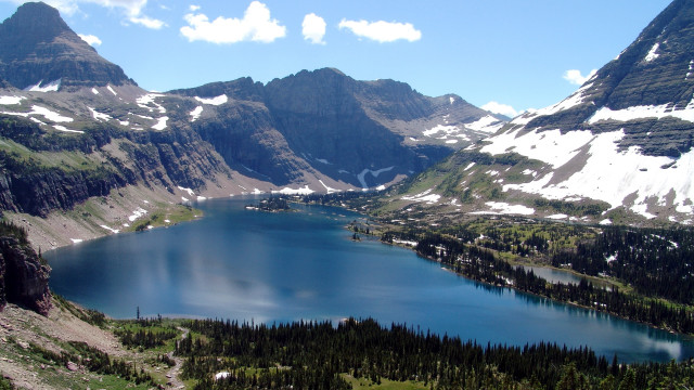 Mountain lake snowy mountains forests #2 free wallpaper for desktop - medium preview image