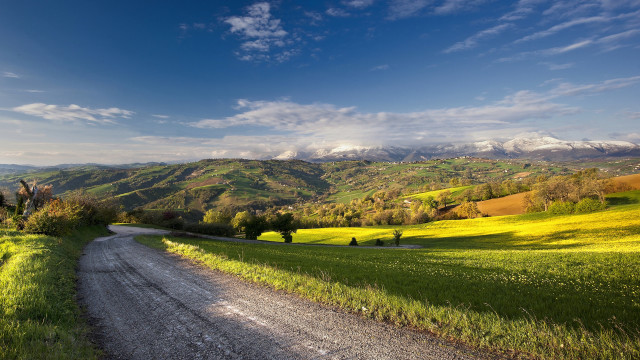 Dirt road green field mountains #6 free wallpaper for desktop - medium preview image