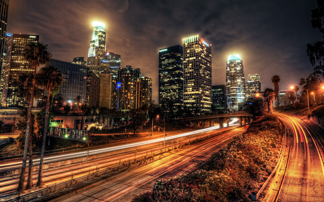 City skyline night tall buildings #20 free wallpaper for desktop - medium preview image