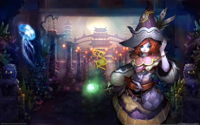 Witch alley glowing magic fantasy free wallpaper for desktop - medium preview image