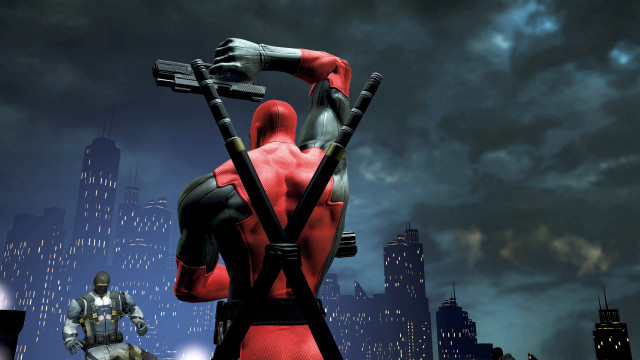 Deadpool cityscape gun heroic night free wallpaper for desktop - medium preview image