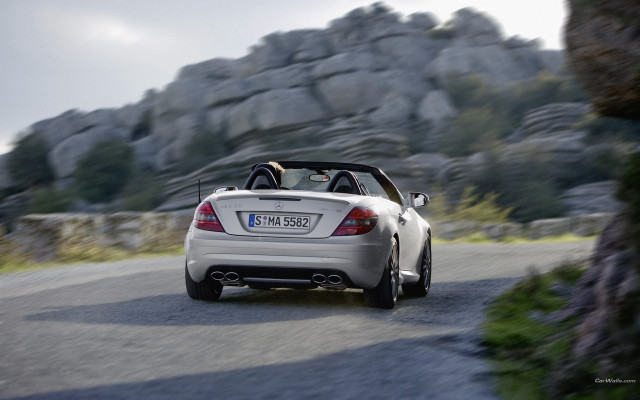 Mercedes slk convertible dog mountain free wallpaper for desktop - medium preview image