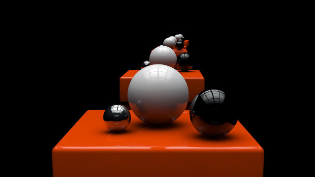 Balls red table raytraced abstract free wallpaper for desktop - medium preview image