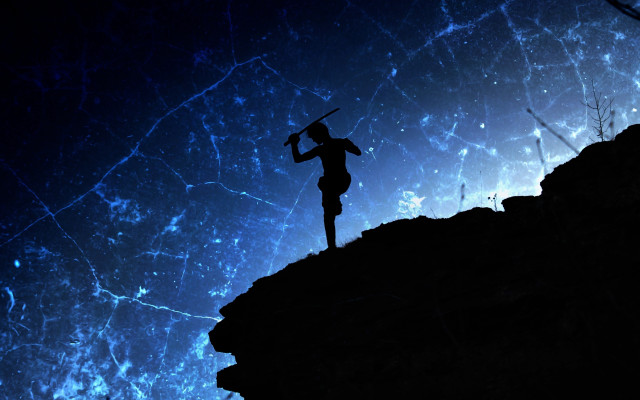 Silhouette hill starry sky moon free wallpaper for desktop - medium preview image