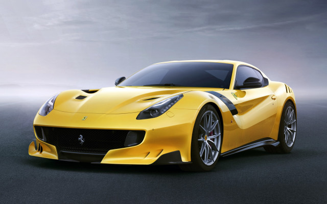 Yellow sports car studio cloudy free wallpaper for desktop - medium preview image