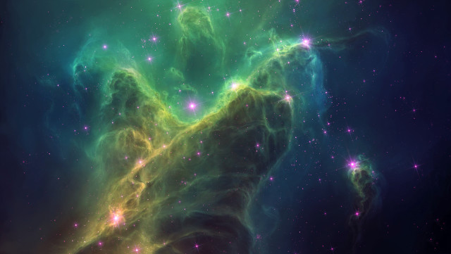 Star cluster green blue aurora free wallpaper for desktop - medium preview image
