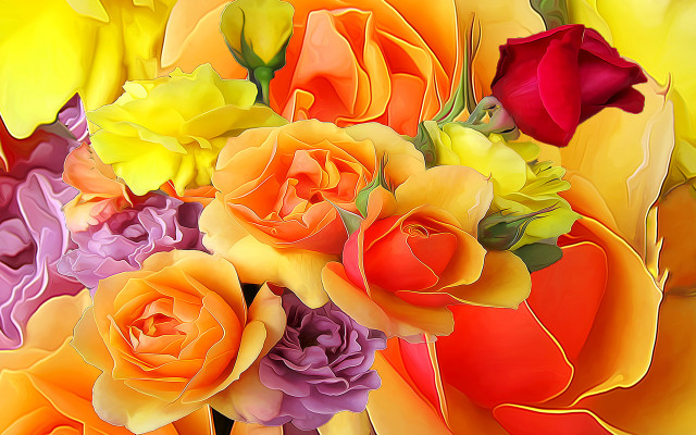Colorful flower bouquet orange yellow free wallpaper for desktop - medium preview image