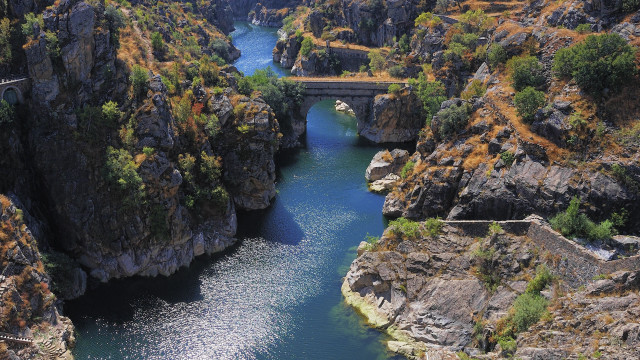 River canyon bridge nature starry free wallpaper for desktop - medium preview image