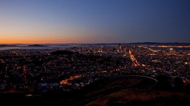 City lights mountains hill night #2 free wallpaper for desktop - medium preview image