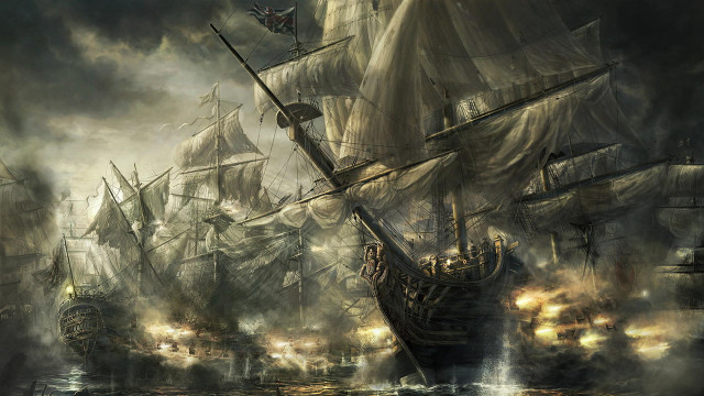 Pirate ship ocean fantasy matte free wallpaper for desktop - medium preview image