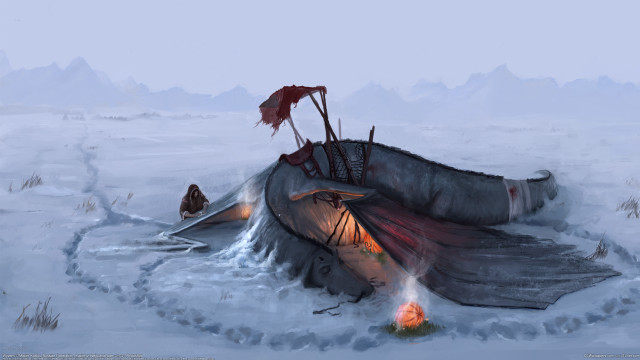 Boat snow flag fire hunter free wallpaper for desktop - medium preview image