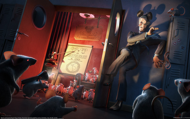 Cartoon man suit mice room free wallpaper for desktop - medium preview image