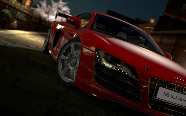 Red sports car night smoke free wallpaper for desktop - medium preview image