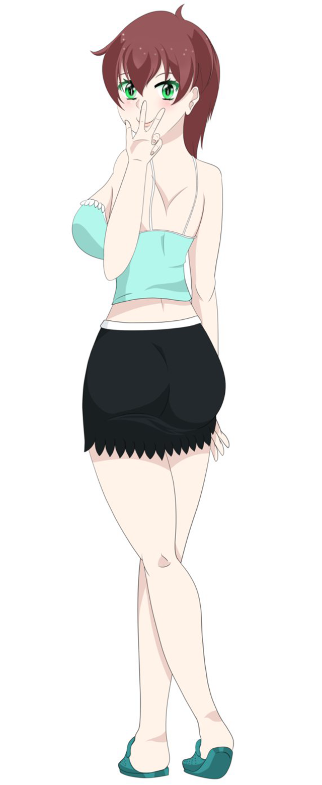 Woman skirt top posing hand free wallpaper for mobile - medium preview image