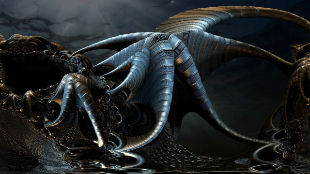 Octopus fullmoon darkroom fantasy digital free wallpaper for desktop - medium preview image