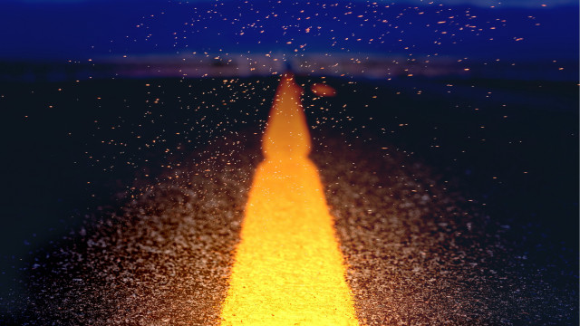 Yellow road sky clouds stars free wallpaper for desktop - medium preview image