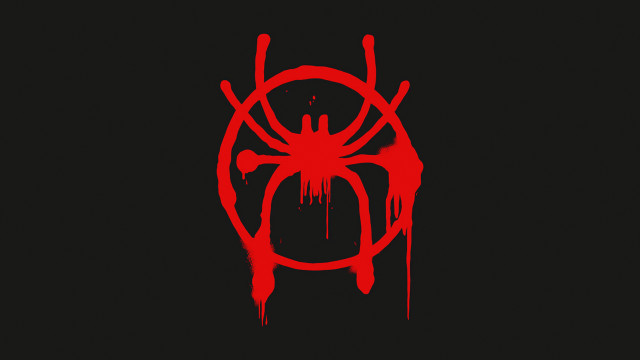 Spiderman logo black red paint free wallpaper for desktop - medium preview image