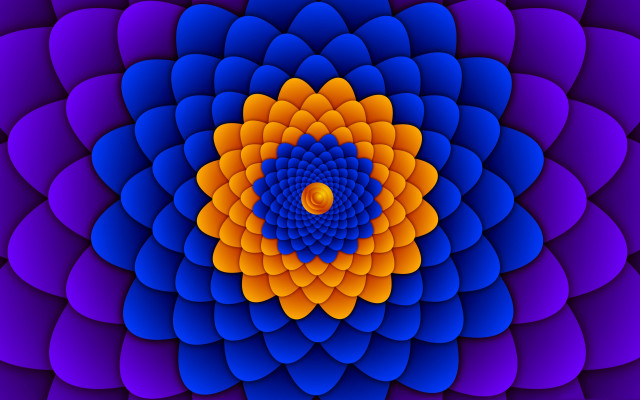 Flower geometric mandelbrot orange blue free wallpaper for desktop - medium preview image